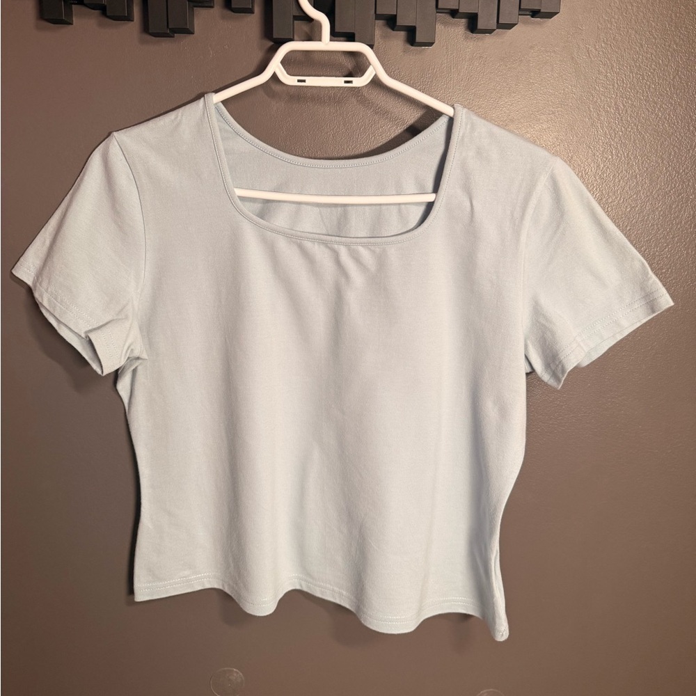 Weekenders Soft Blue “Crop Top” with Matching Relaxed Pants